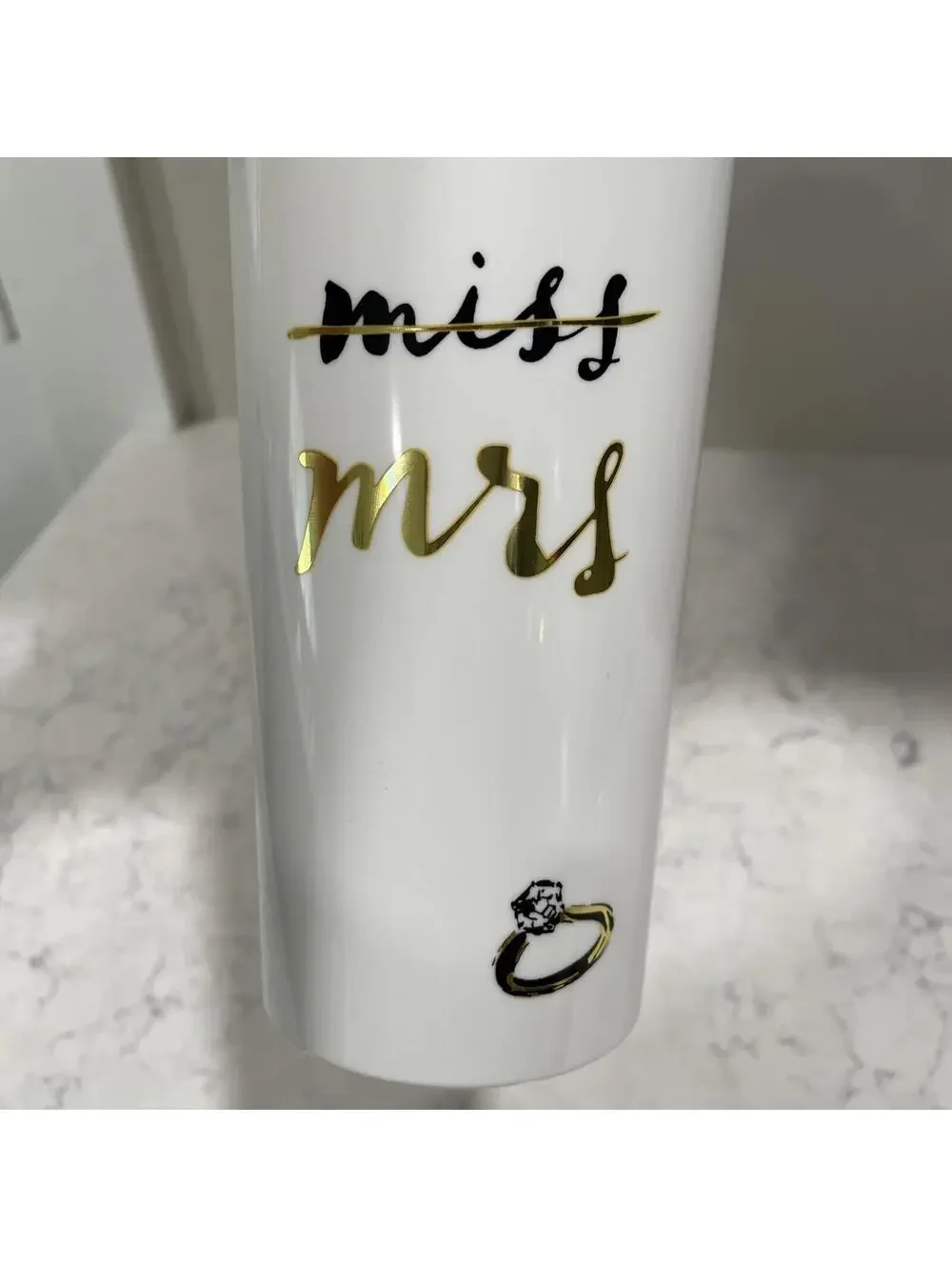 Kate Spade New York Miss To Mrs Tumbler Bachelorette w/ Lid & Straw 20 oz. NWOT